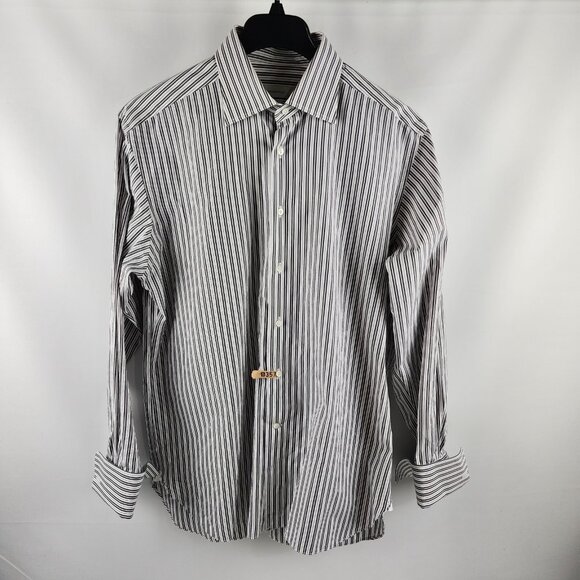Ermenegildo Zegna Dress Shirt Mens 42/16.5 Multi Striped L/S Cuffed Button Up Ermenegildo Zegna Dress Shirt Mens 42/16.5 Multi Striped L/S Cuffed Button Up